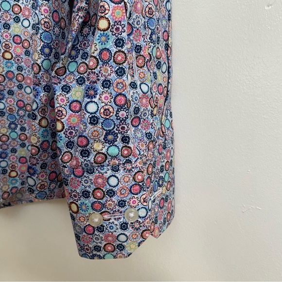 Retro 60s 70s Floral Dress Shirt Made In Italy - Picture 14 of 15